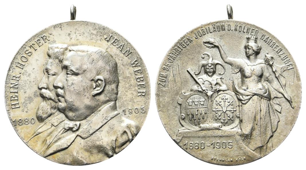  Köln - Karneval - Medaille 1905; tragbar, Zink; 32,41 g, Ø 40 mm   