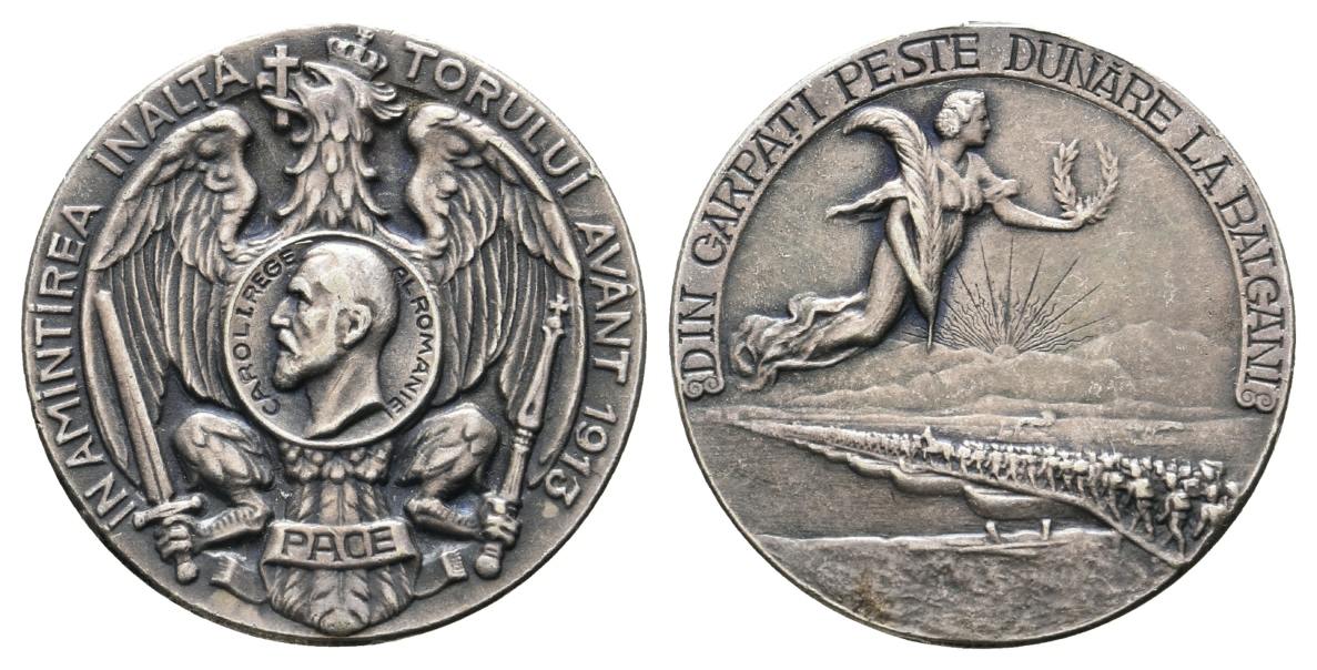  Rumänien - Medaille 1913; Henkelspur, Neusilber; 14,60 g, Ø 38 mm   