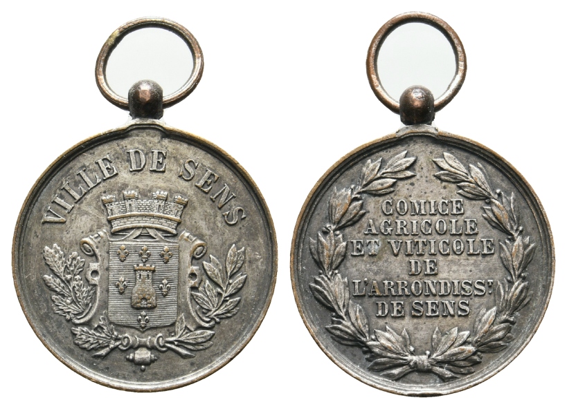  Ville de Sens - Medaille o.J.; tragbar, Kupfer versilbert; 10,08 g, Ø 26 mm   