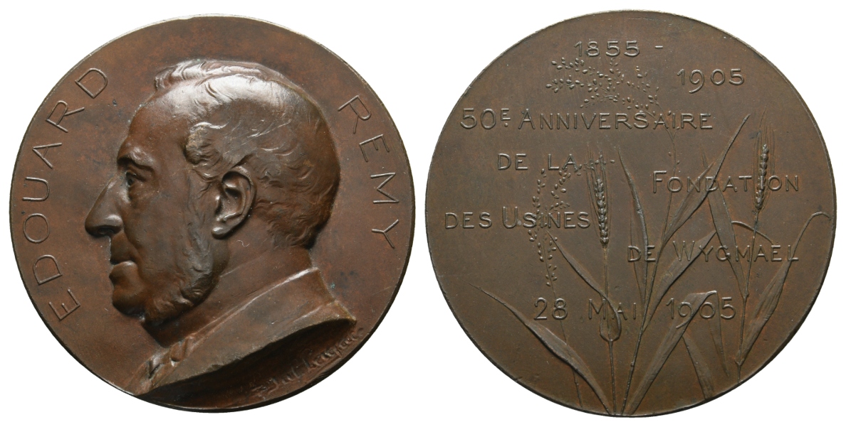  Belgien; Medaille 1905, Bronze; 48,37 g, Ø 50 mm   
