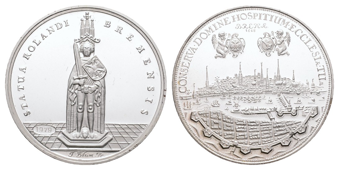  Linnartz Bremen - Stadt, Neuprägung - Medaille 1648, 14,3/835er, 36 mm, PP   