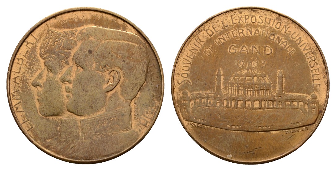  Linnartz Belgien Bronzemedaille 1913(Fonson) zur Weltausstellung, 28 mm, fast vz.   