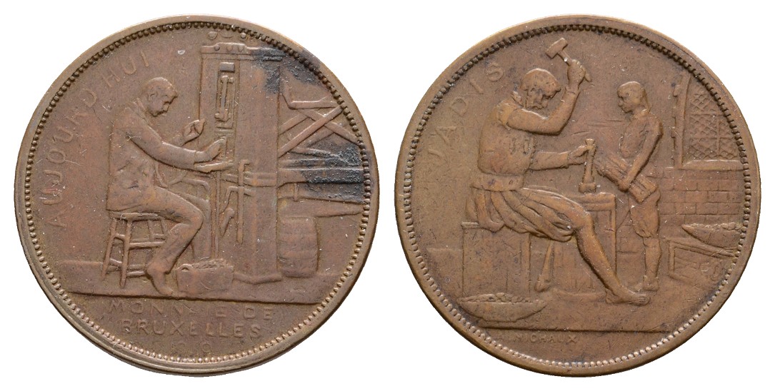  Linnartz NUMISMATIK,Brüssel, Bronzemed. 1910, auf den Münzbesuch.30 mm. ss-vz   