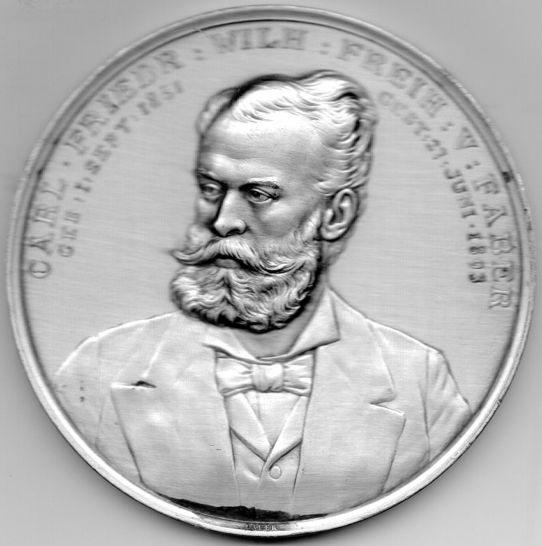 Bronzemedaille versilbert Nürnberg Cael Friedr. Wilh. Freih. v. Faber 1893 Ø 70mm