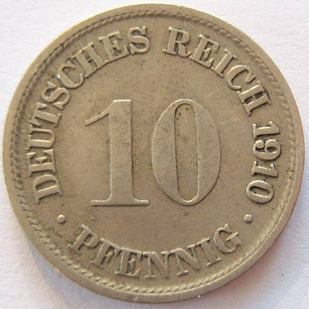  Deutsches Reich 10 Pfennig 1910 F   