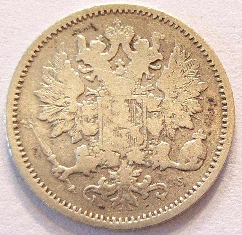  Finnland 25 Penniä 1872 Silber   