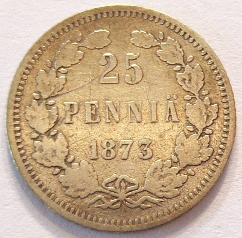  Finnland 25 Penniä 1873 Silber   