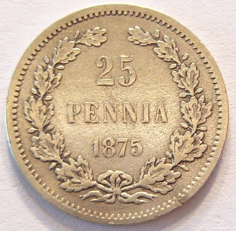  Finnland 25 Penniä 1875 Silber   