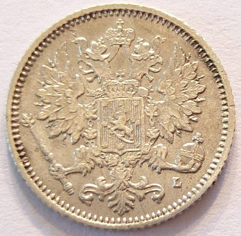  Finnland 25 Penniä 1890 Silber   