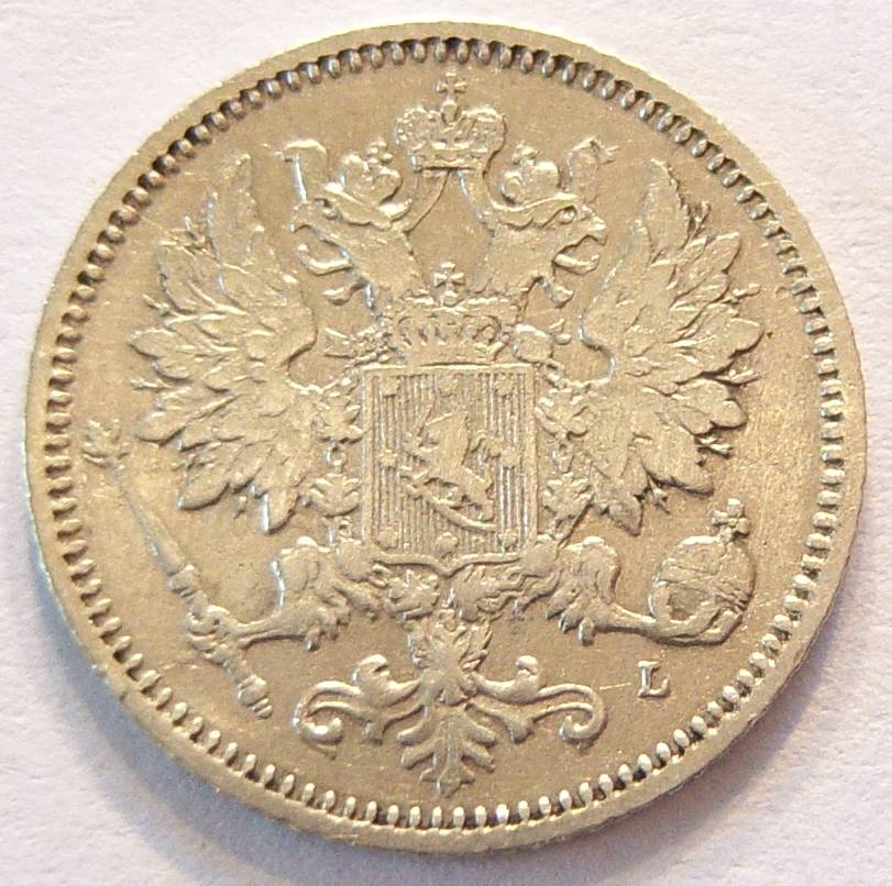  Finnland 25 Penniä 1891 Silber   