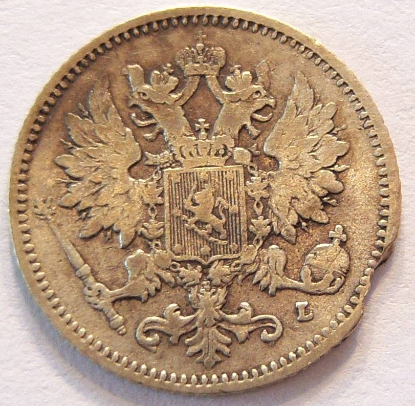  Finnland 25 Penniä 1894 Silber   