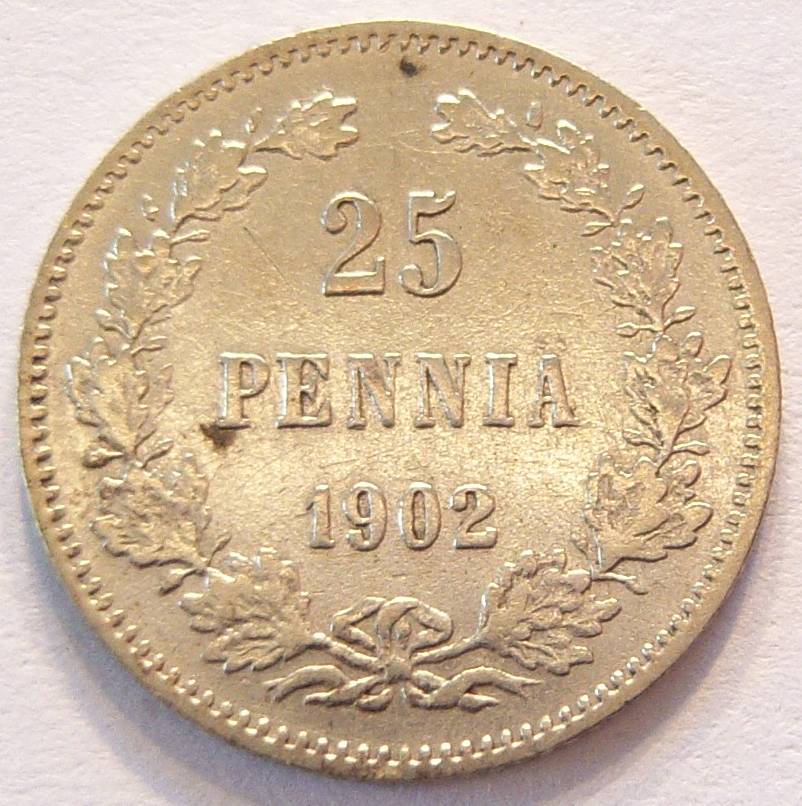  Finnland 25 Penniä 1902 Silber   