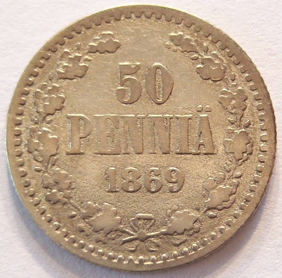  Finnland 50 Penniä 1869 Silber   