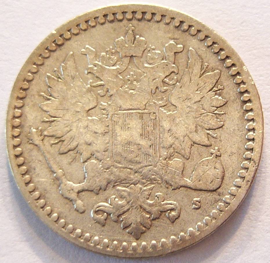  Finnland 50 Penniä 1871 Silber   