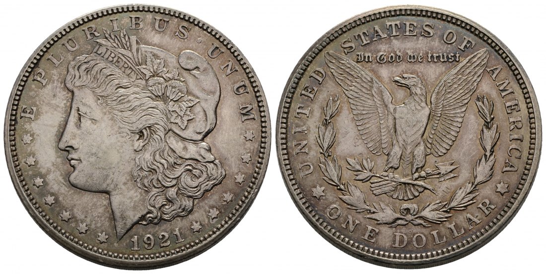 PEUS 3147 USA 24,06 g Feinsilber. Morgan Dollar SILBER 1921 Sehr schön +