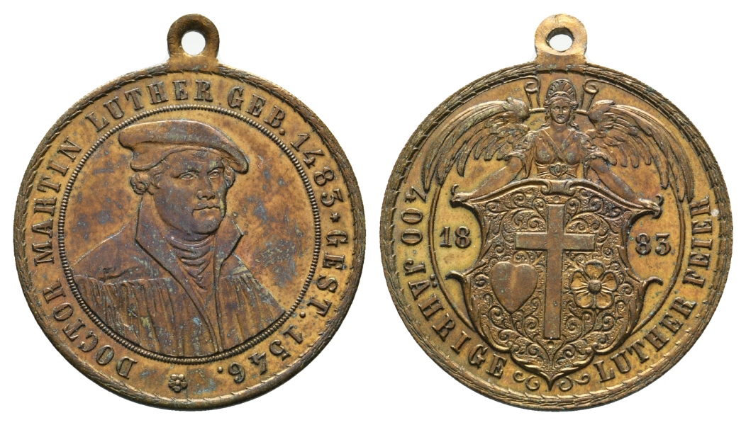  Martin Luther; Medaille 1883 Bronze tragbar; 9,37 g, Ø 30 mm   