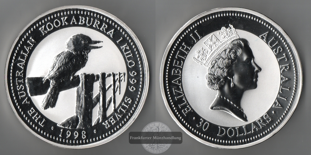  Australien  30 Dollar   1998  Kookaburra  FM-Frankfurt  Feinsilber: 1000g   