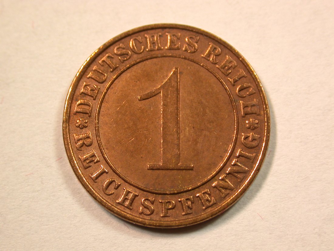D11 Weimar 1 Reichspfennig 1936 G in ss, geputzt Originalbilder