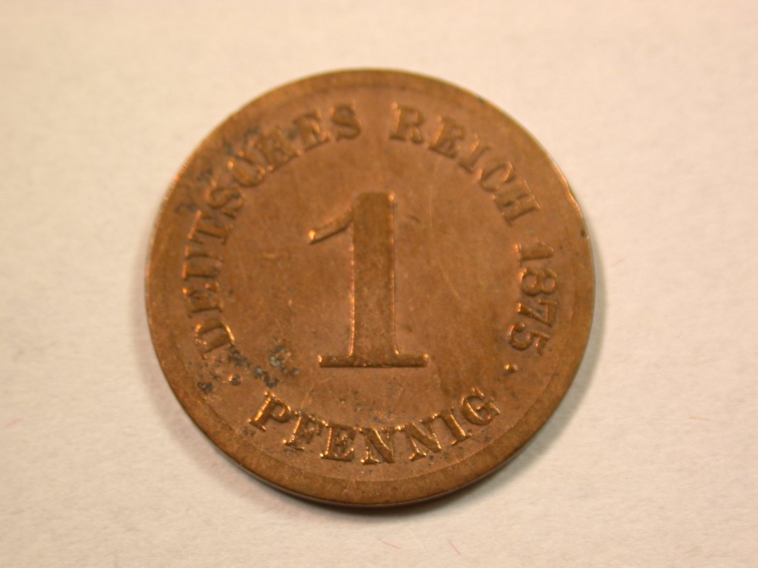 D11 KR 1 Pfennig 1875 F in schön, geputzt Originalbilder
