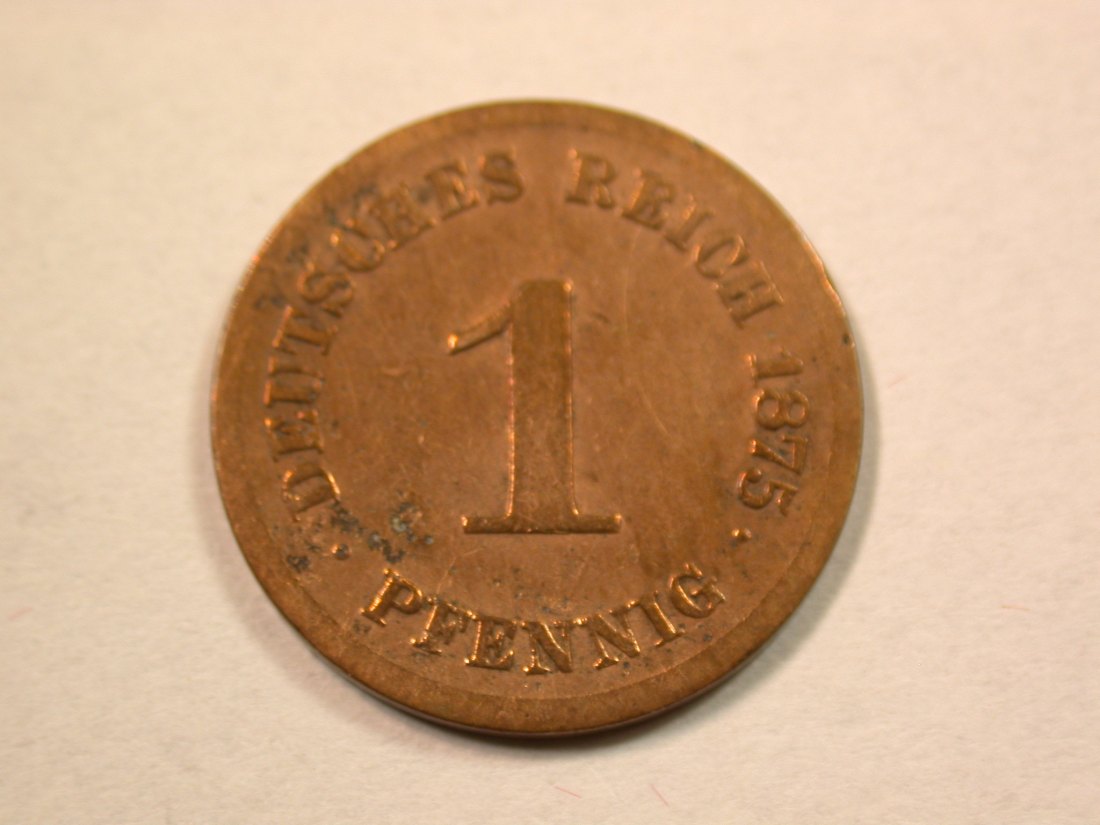  D11  KR  1 Pfennig  1875 F in schön, geputzt Originalbilder   