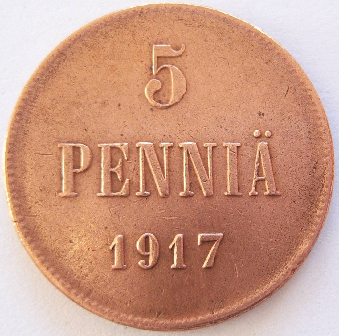  Finnland 5 Penniä 1917   