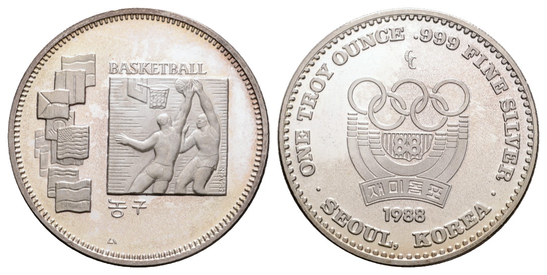  Linnartz Korea, Olympiade Seoul, Basketball, Feinunze Silber 1988, PP   