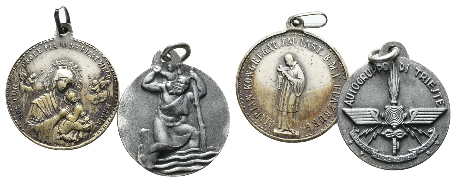  Günzburg u. Trieste; Andenken- und Pilgeramulette Nickel , o.J.; tragbar 2 Stück   