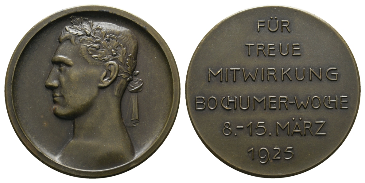  Bochum; Medaille 1925; Bronze, 35,91g, Ø 45 mm   