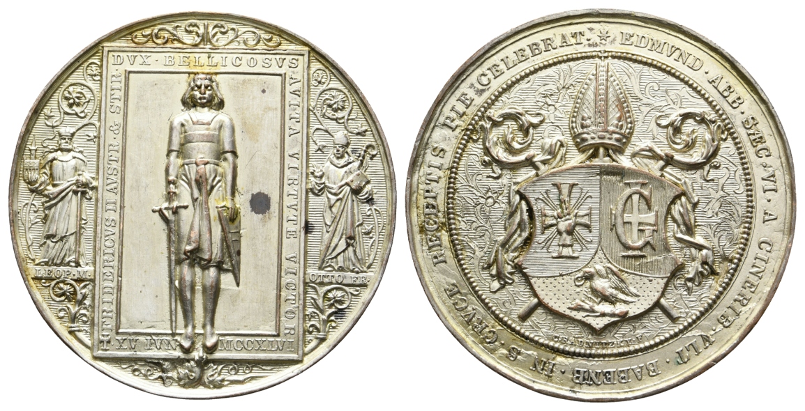  Medaille o.J.; Bronze versilbert, 56,95 g, Ø 52 mm   