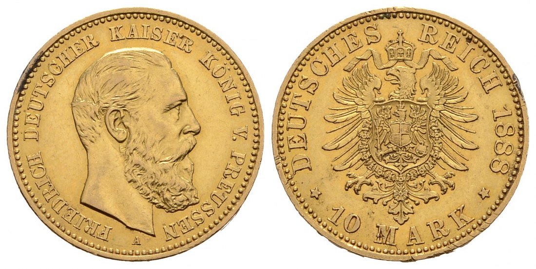 PEUS 3173 Kaiserreich - Preußen 3,58 g Feingold. Wilhelm I. (1861 - 1888) 10 Mark GOLD 1879 A Berlin Henkelspur, Sehr schön
