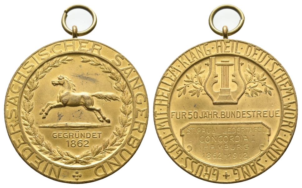  Hamburg; Medaille 1912  Bronze, tragbar; 125 g, Ø 69 mm   
