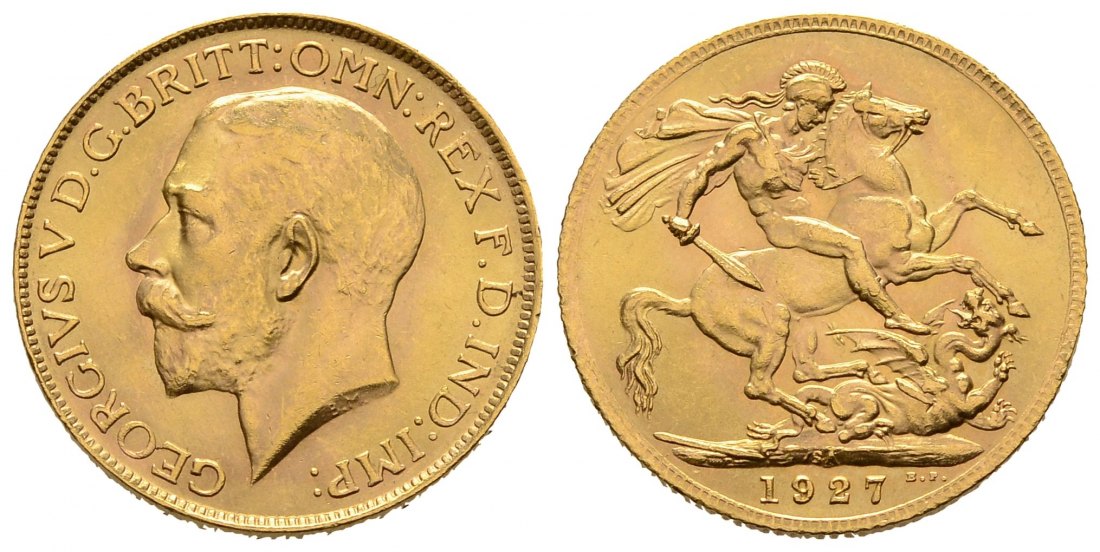 PEUS 3180 Grossbritannien / Südafrika 7,32 g Feingold. Georg V. (1910 - 1936) Sovereign GOLD 1927 SA Pretoria Vorzüglich
