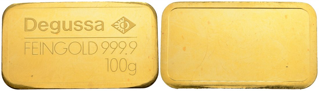 PEUS 3182 BRD 100 g Feingold. Degussa Barren GOLD 100 g o.J. Vorzüglich