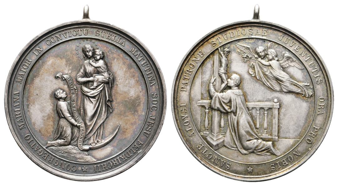  Feldkirchen bei München; Medaille o.J., tragbar, Ag, 36,56 g, Ø 45 mm   