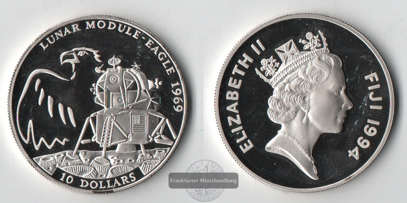  Fiji  10 Dollar  1994 Lunar Module “Eagle”   FM-Frankfurt  Feinsilber: 29,13g   