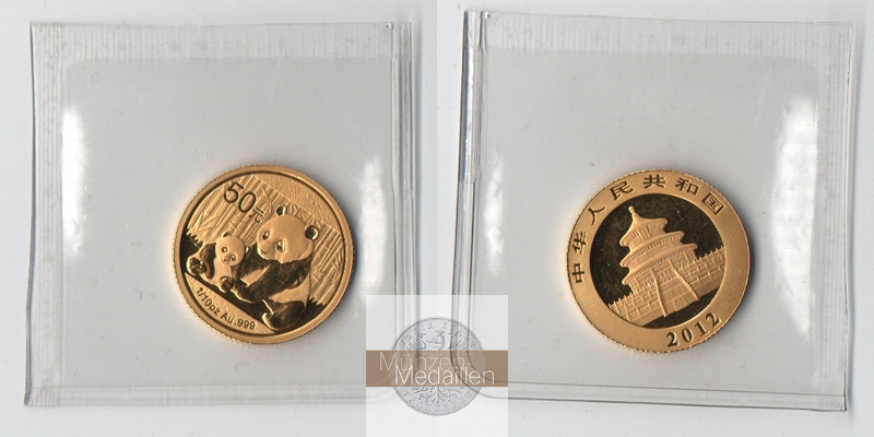 China MM-Frankfurt Feingewicht: 3,11g Gold 50 Yuan (Panda) 2012 Stempelglanz