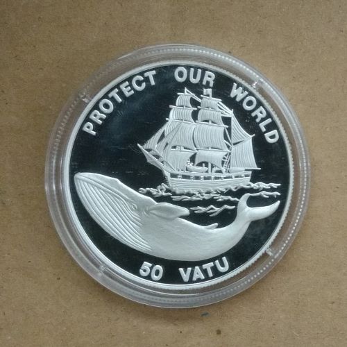  Vanuatu 50 Vatu 1993 Protect Our World Silber PP in Kapsel   