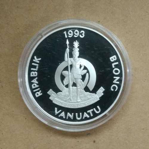  Vanuatu 50 Vatu 1993 Protect Our World Silber PP in Kapsel   