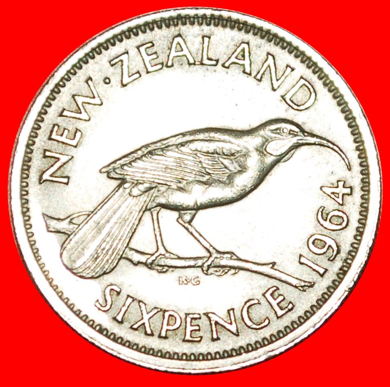  · GEKLEIDET KÖNIGIN: NEUSEELAND ★ 6 PENCE 1964! OHNE VORBEHALT!   