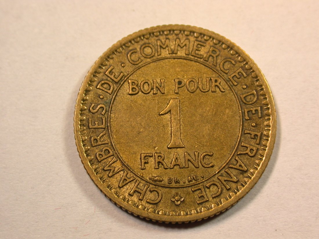  D12 Frankreich  1 Franc Handelskammer 1921 in vz  Originalbilder   