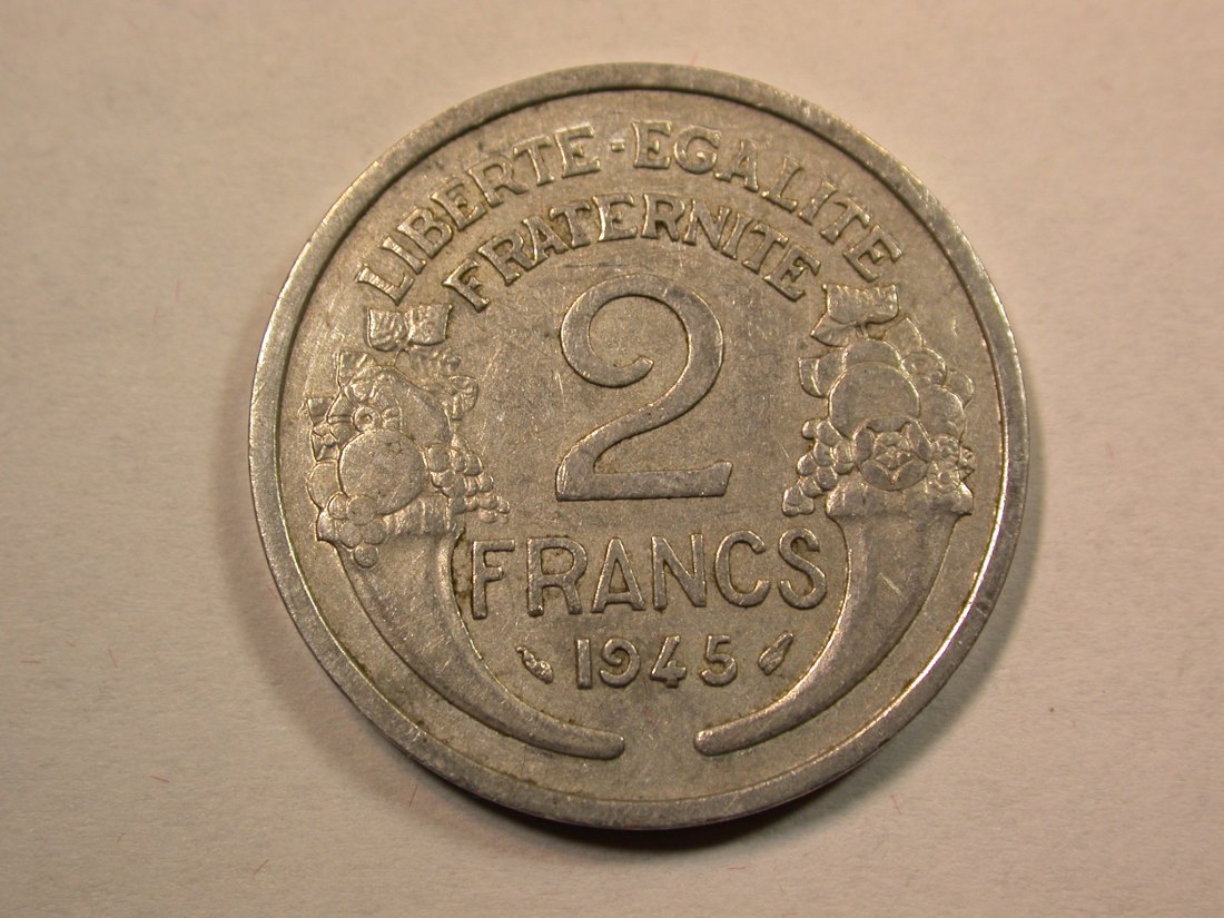 D12 Frankreich 2 Franc Morlon 1945 in ss Originalbilder