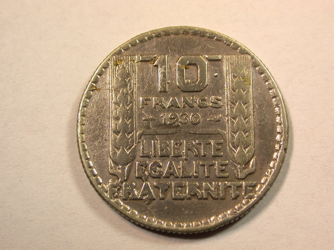  D12 Frankreich  Silber  10 Franc 1930 in schön, geputzt   Originalbilder   