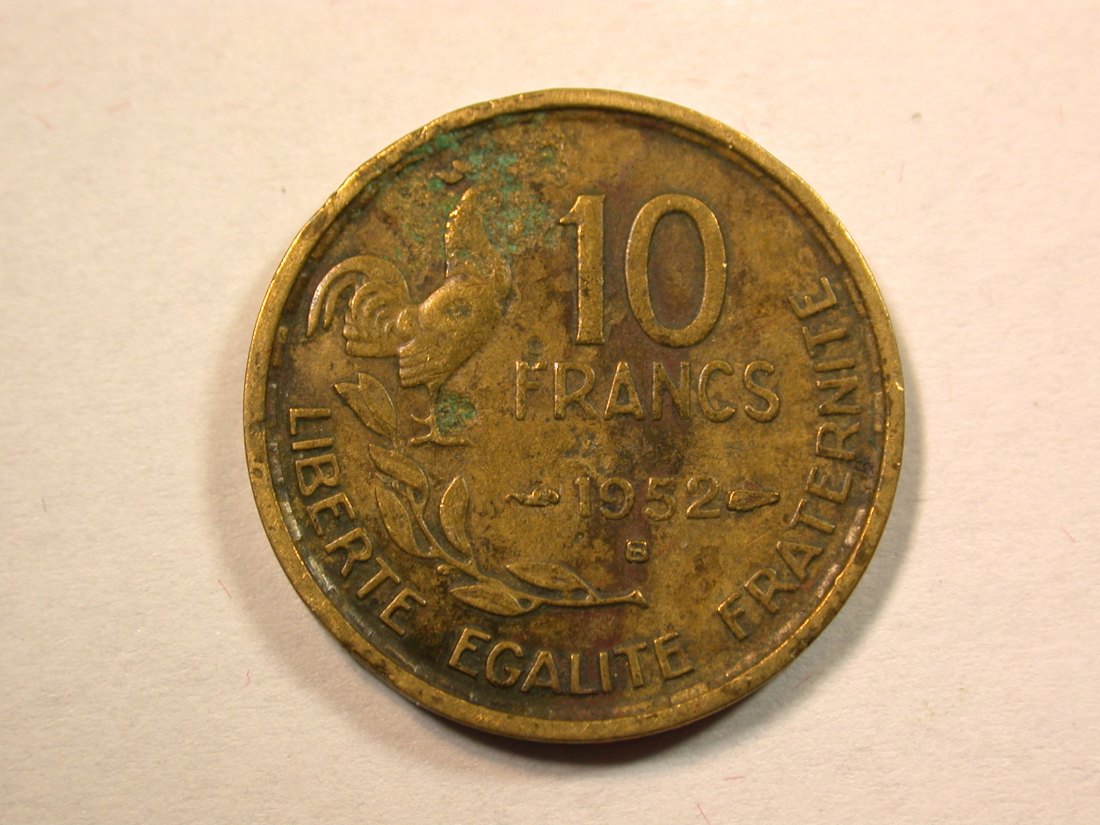  D12 Frankreich  10 Franc 1952 -B- in schön Originalbilder   