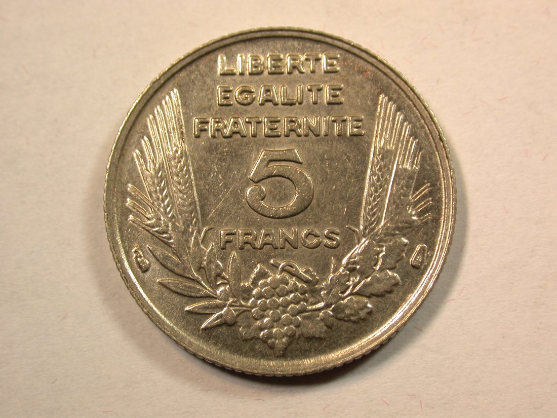  D12 Frankreich  5 Franc Bazor 1933 in vz/vz+ Originalbilder   