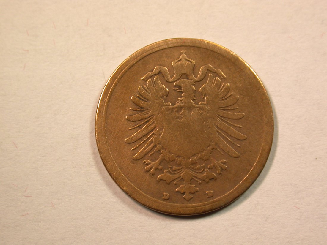  D12  KR  1 Pfennig 1874 D in s-ss, gereinigt   Originalbilder   