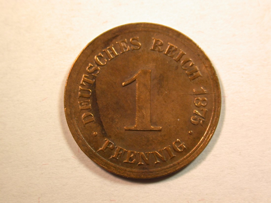 D12 KR 1 Pfennig 1875 D in vz-st gereinigt Originalbilder