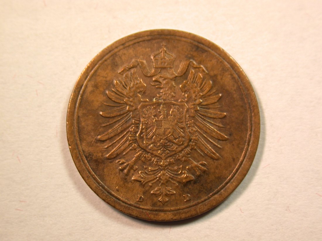  D12  KR  1 Pfennig 1875 D in vz-st  gereinigt   Originalbilder   
