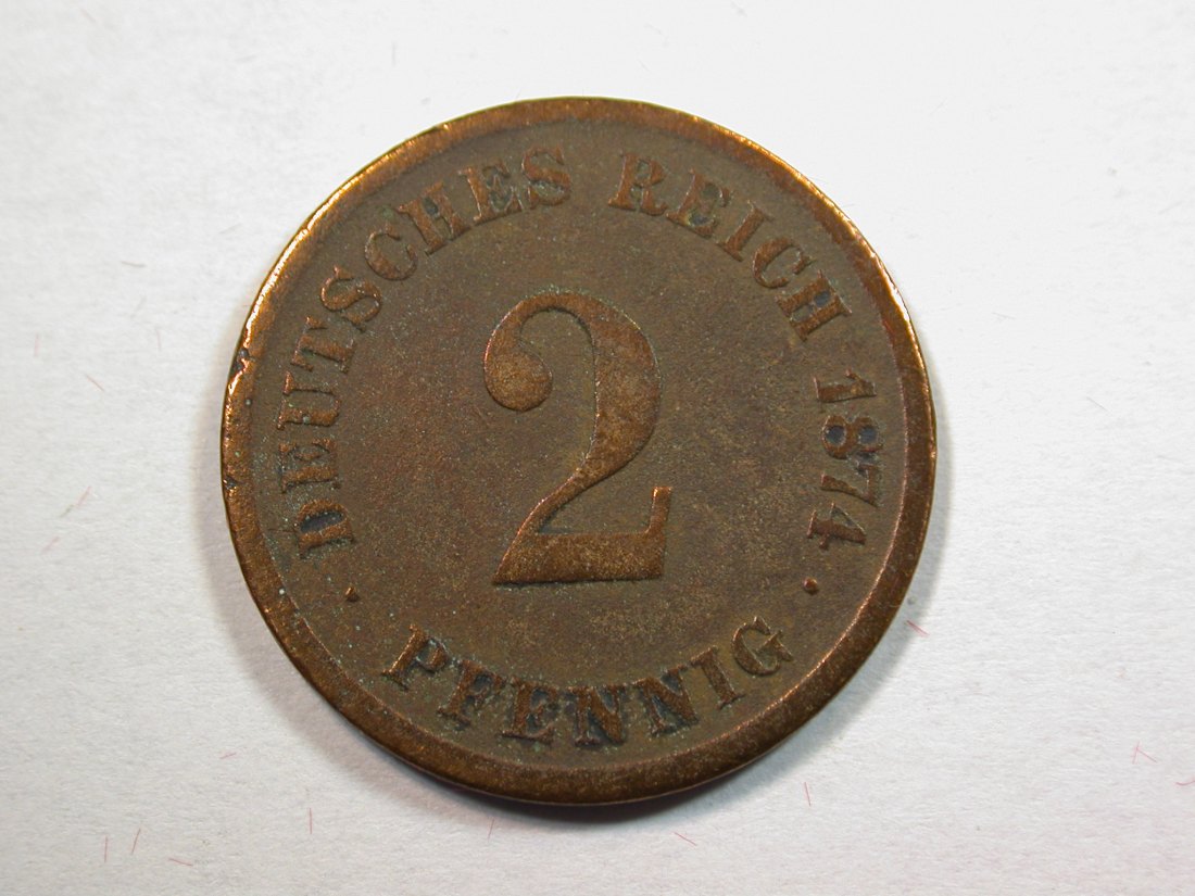  D12  KR  2 Pfennig 1874 E in f.schön  Originalbilder   