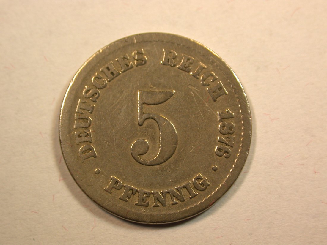 D12 KR 5 Pfennig 1876 C in s, leicht gereinigt Originalbilder