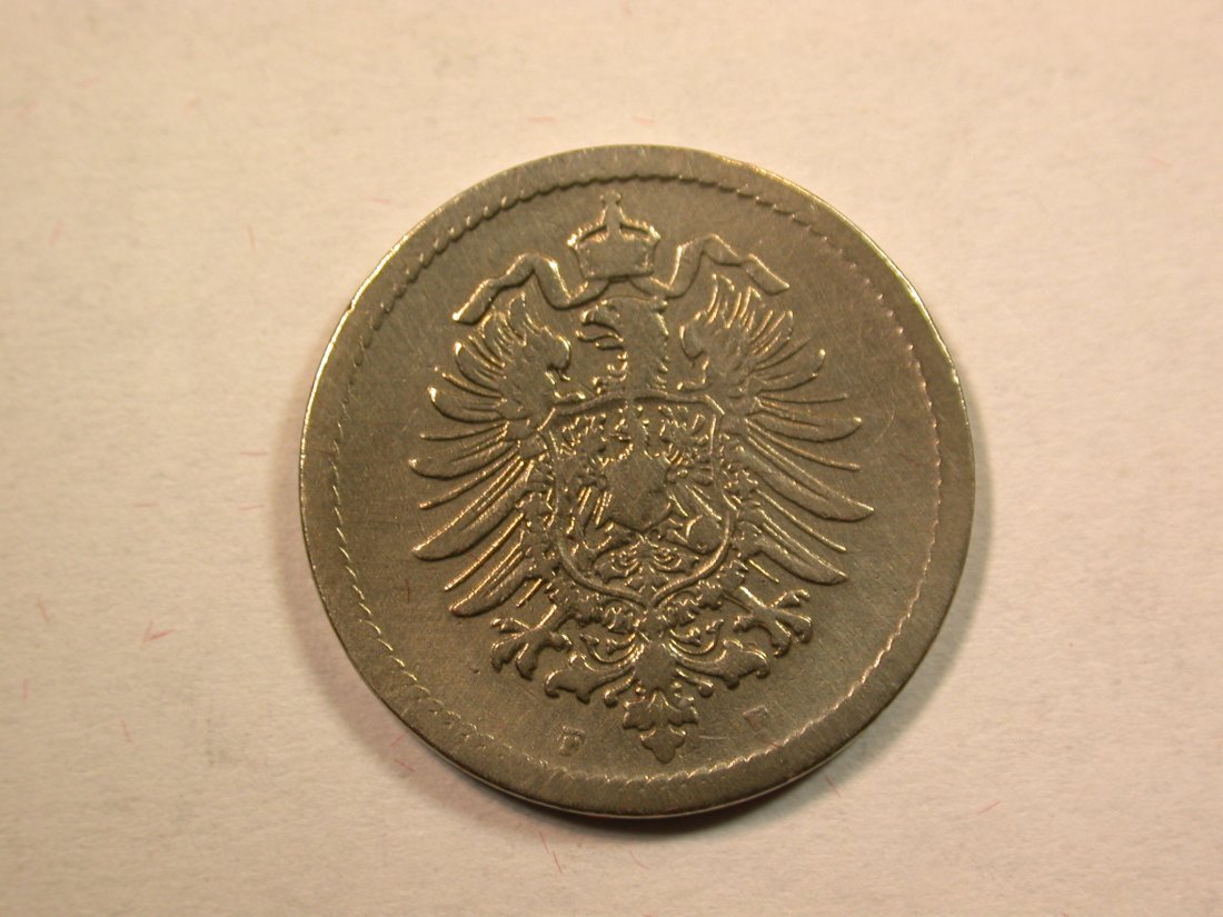  D12  KR  5 Pfennig 1889 F in s+, geputzt   Originalbilder   